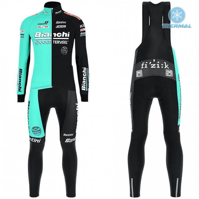 2019 Bianchi Countervail Thermal Fietskleding Set Wielershirts Lange Mouw+Lange Wielrenbroek Bib 241WQUE 2019 Bianchi Countervail Thermal Fietskleding Set Wielershirts Lange Mouw+Lange Wielrenbroek Bib 241WQUE
