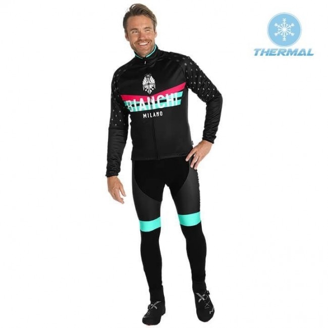 2019 Bianchi Milano PB Zwart Thermal Fietskleding Set Wielershirts Lange Mouw+Lange Wielrenbroek Bib 441LKVV 2019 Bianchi Milano PB Zwart Thermal Fietskleding Set Wielershirts Lange Mouw+Lange Wielrenbroek Bib 441LKVV