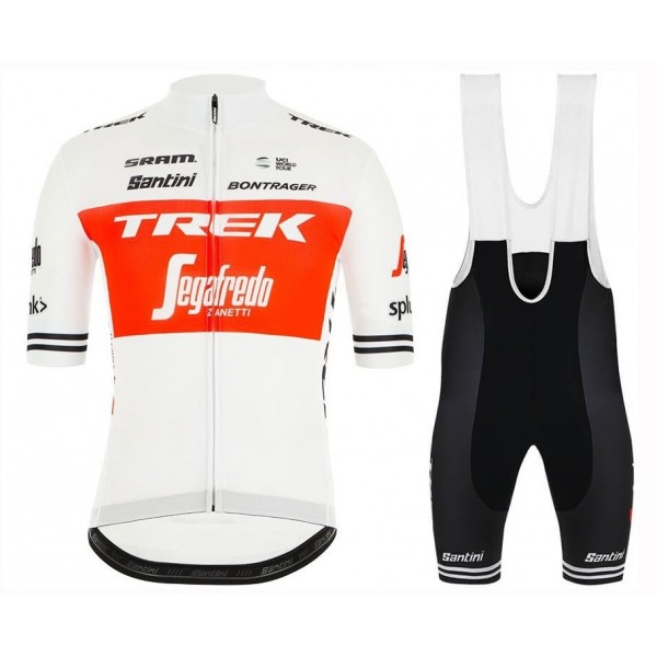 2019 Trek Factory Racing TDF Wit Fietskleding Set Fietsshirt Met Korte Mouwen+Korte Koersbroek Bib 317QLML