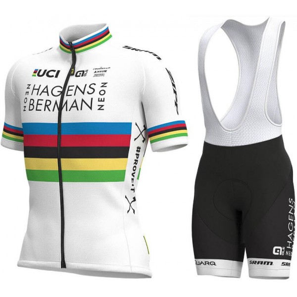 2019 World Champion Hagens Berman Axeon Fietskleding Set Wielershirt Korte Mouw+Korte Fietsbroeken Bib