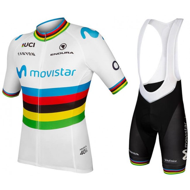 MOVISTAR TEAM World Champion 2019 Fietskleding Set Wielershirt Korte Mouw+Korte Fietsbroeken Bib MOVISTAR TEAM World Champion 2019 Fietskleding Set Wielershirt Korte Mouw+Korte Fietsbroeken Bib