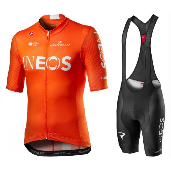 2020 INEOS Training Edition Orange Fietskleding Set Fietsshirt Met Korte Mouwen+Korte Koersbroek Bib 113REBO
