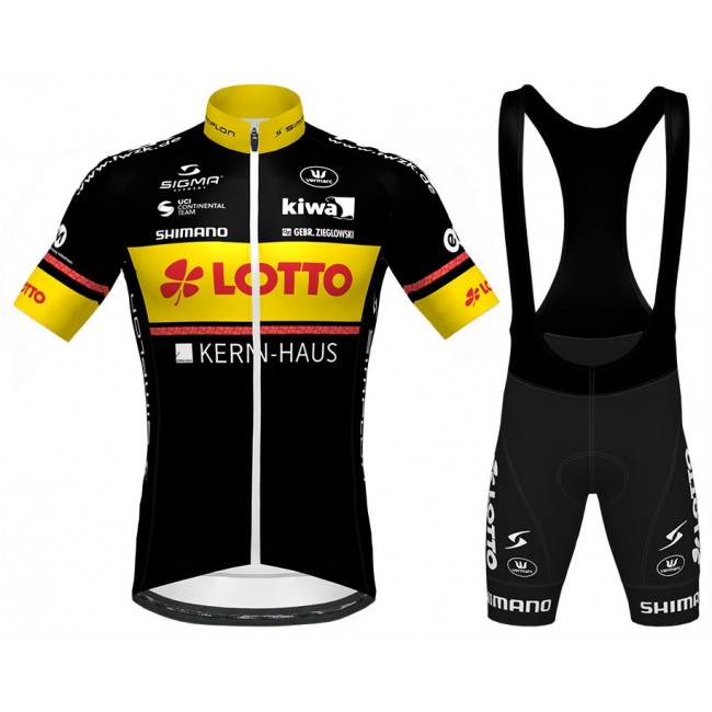 2020 LOTTO KERN-HAUS Zwart-Geel Fietskleding Set Fietsshirt Met Korte Mouwen+Korte Koersbroek Bib 597RXBC 2020 LOTTO KERN-HAUS Zwart-Geel Fietskleding Set Fietsshirt Met Korte Mouwen+Korte Koersbroek Bib 597RXBC