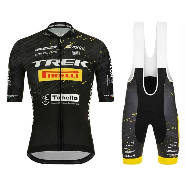 2020 TREK Pirelli Zwart Fietskleding Set Fietsshirt Met Korte Mouwen+Korte Koersbroek Bib 834FAAT