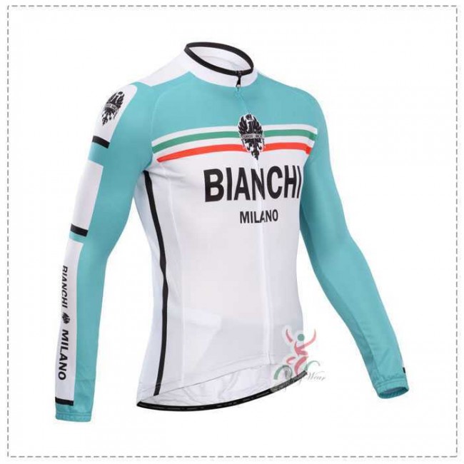 Bianchi 2014 Wielershirt Lange Mouw Wit Blauw Bianchi 2014 Wielershirt Lange Mouw Wit Blauw