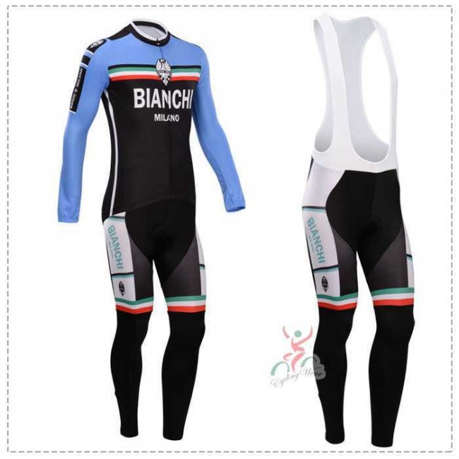 Bianchi 2014 Fietskleding Wielershirt Lange Mouwen+Lange Fietsbroeken Bib Blauw Zwart Bianchi 2014 Fietskleding Wielershirt Lange Mouwen+Lange Fietsbroeken Bib Blauw Zwart