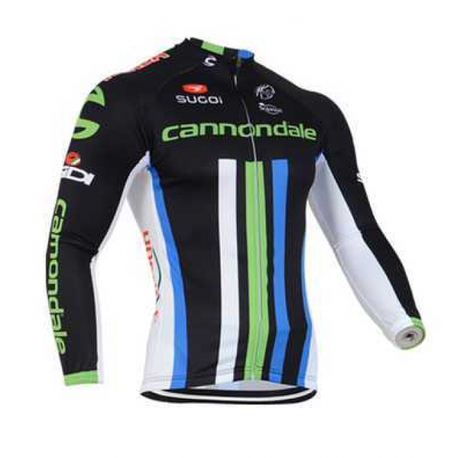 2014 Cannondale Wielershirt Lange Mouw Wit Groen Blauw 2014 Cannondale Wielershirt Lange Mouw Wit Groen Blauw