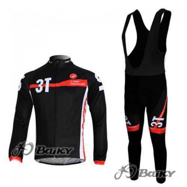 Castelli 3T Fietskleding Set Wielershirts Lange Mouw+Lange Fietsbroeken Bib Zwart Castelli 3T Fietskleding Set Wielershirts Lange Mouw+Lange Fietsbroeken Bib Zwart