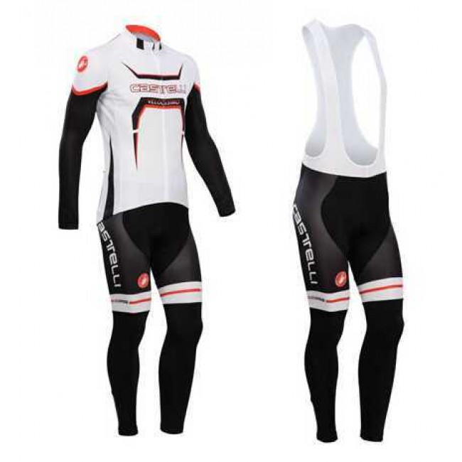 Castelli 2014 Fietskleding Wielershirt Lange Mouwen+Lange Fietsbroeken Bib Wit Zwart Rood Castelli 2014 Fietskleding Wielershirt Lange Mouwen+Lange Fietsbroeken Bib Wit Zwart Rood