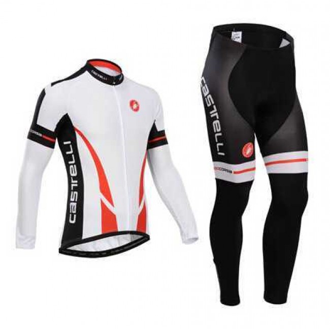 Castelli 2014 Fietskleding Wielershirt Lange Mouw+Lange Fietsbroeken Wit Rood Castelli 2014 Fietskleding Wielershirt Lange Mouw+Lange Fietsbroeken Wit Rood