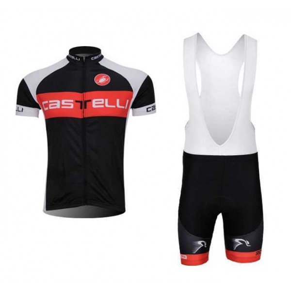 Castelli Fietskleding Set Fietsshirt Met Korte Mouwen+Korte Koersbroek Zwart Rood