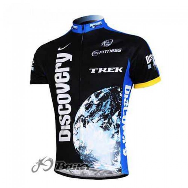Discovery Channel Trek Pro Team Wielershirt Met Korte Mouwen Zwart Blauw Discovery Channel Trek Pro Team Wielershirt Met Korte Mouwen Zwart Blauw