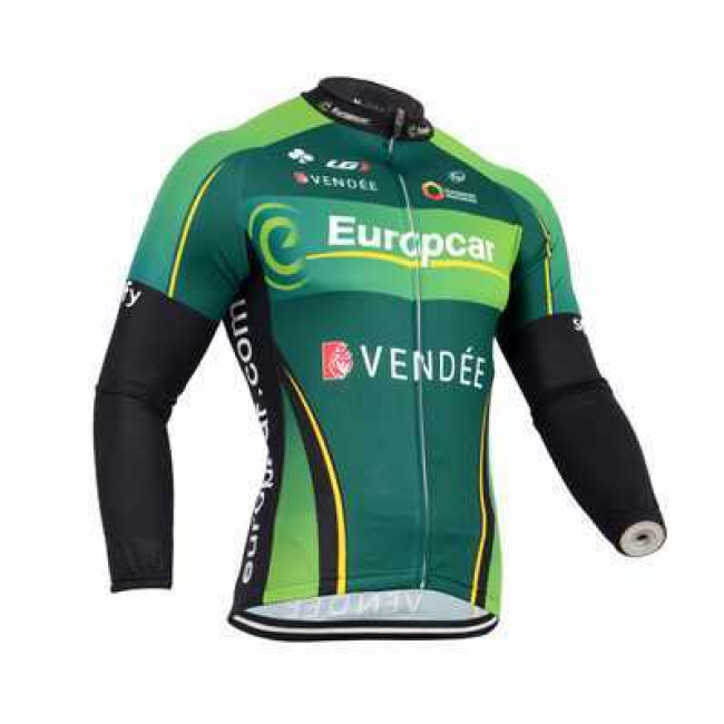 2014 Europcar Fietskleding Wielershirt Lange Mouw Groen Zwart 2014 Europcar Fietskleding Wielershirt Lange Mouw Groen Zwart