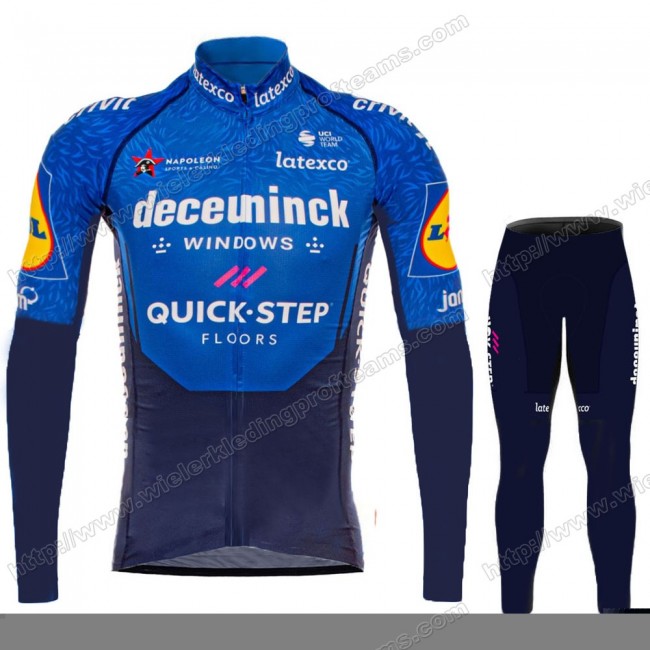 Deceuninck Quick Step Pro Team 2021 Fietskleding Set Wielershirts Lange Mouw+Lange Wielrenbroek Bib WRAJO Deceuninck Quick Step Pro Team 2021 Fietskleding Set Wielershirts Lange Mouw+Lange Wielrenbroek Bib WRAJO