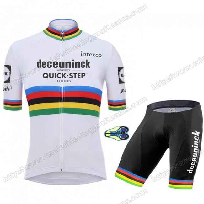 Deceuninck Quick Step 2020 UCI World Champion Fietskleding Set Fietsshirt Met Korte Mouwen+Korte Koersbroek Bib PTEBH Deceuninck Quick Step 2020 UCI World Champion Fietskleding Set Fietsshirt Met Korte Mouwen+Korte Koersbroek Bib PTEBH