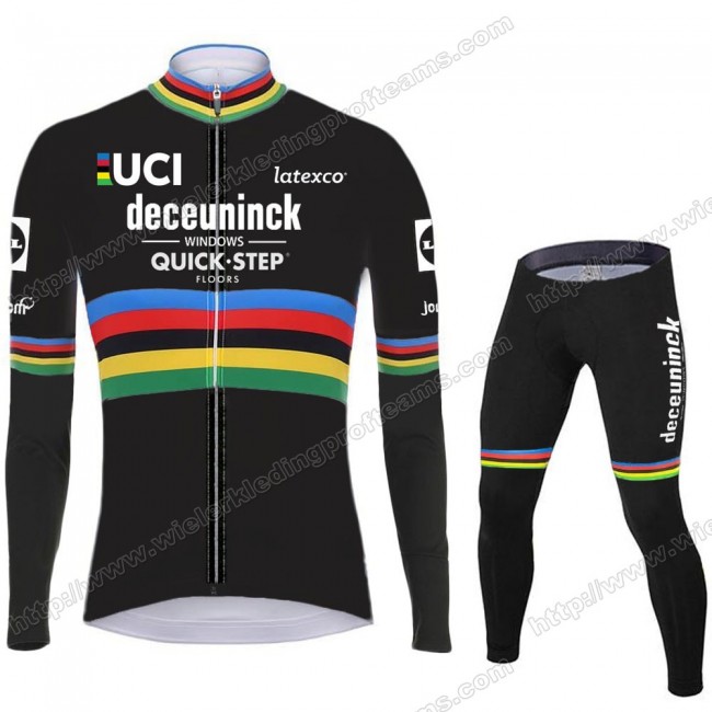 Deceuninck Quick Step 2020 UCI World Champion Fietskleding Set Wielershirts Lange Mouw+Lange Wielrenbroek Bib JARXH Deceuninck Quick Step 2020 UCI World Champion Fietskleding Set Wielershirts Lange Mouw+Lange Wielrenbroek Bib JARXH