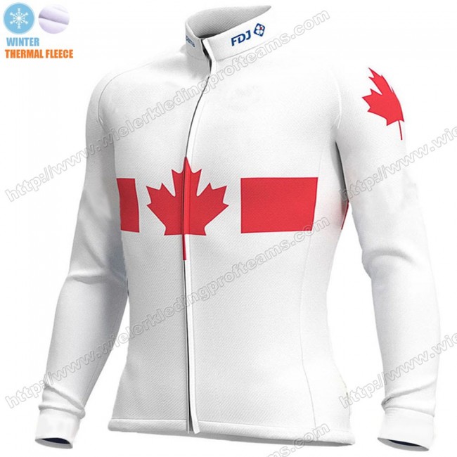 Canada FDJ Winter Thermal Fleece 2020 Wielershirts Lange Mouwen DEOVT Canada FDJ Winter Thermal Fleece 2020 Wielershirts Lange Mouwen DEOVT