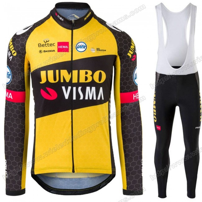 Jumbo Visma Hommes Pro Team 2021 Fietskleding Set Wielershirts Lange Mouw+Lange Wielrenbroek Bib MALOC Jumbo Visma Hommes Pro Team 2021 Fietskleding Set Wielershirts Lange Mouw+Lange Wielrenbroek Bib MALOC