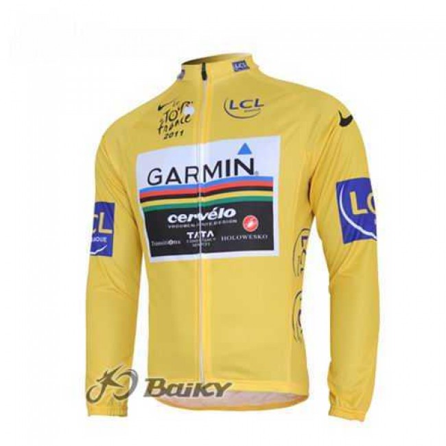 Garmin Cervelo Pro Team Wielershirts Lange Mouwen Geel Garmin Cervelo Pro Team Wielershirts Lange Mouwen Geel