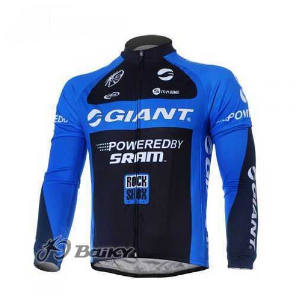 Giant Sram Pro Team Wielershirts Lange Mouwen Zwart Blauw
