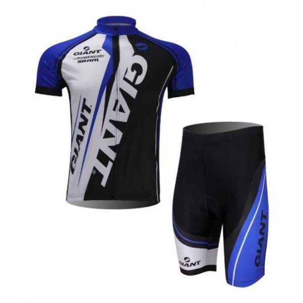 Goedkoop Giant 2014 Wielerkleding Set Wielershirts Korte Mouw+Fietsbroek Blauw Zwart
