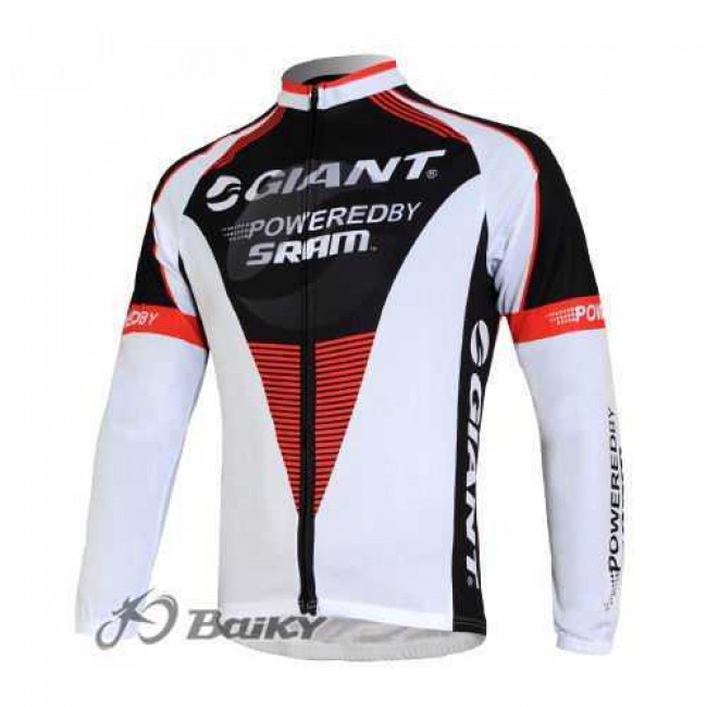 Giant Sram Pro Team Wielershirts Lange Mouwen Wit Zwart Rood Giant Sram Pro Team Wielershirts Lange Mouwen Wit Zwart Rood