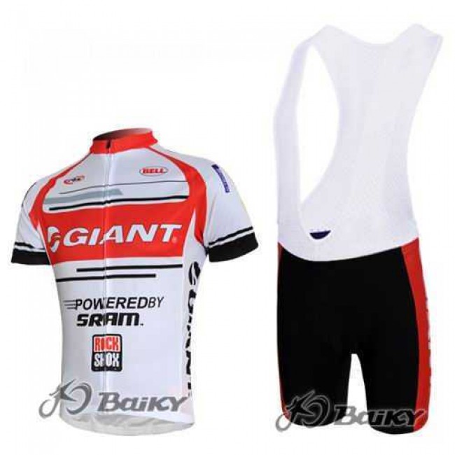 Giant Sram Pro Team Fietskleding Set Fietsshirt Met Korte Mouwen+Korte Koersbroek Rood Wit Giant Sram Pro Team Fietskleding Set Fietsshirt Met Korte Mouwen+Korte Koersbroek Rood Wit