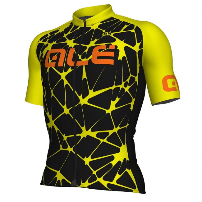 Ale Solid Cracle-Zwart Geel Wielershirt Korte Mouw Ale Solid Cracle-Zwart Geel Wielershirt Korte Mouw