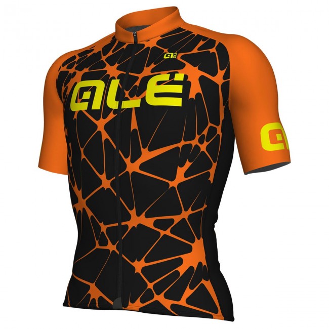 Ale Solid Cracle-Zwart Oranje Wielershirt Korte Mouw Ale Solid Cracle-Zwart Oranje Wielershirt Korte Mouw