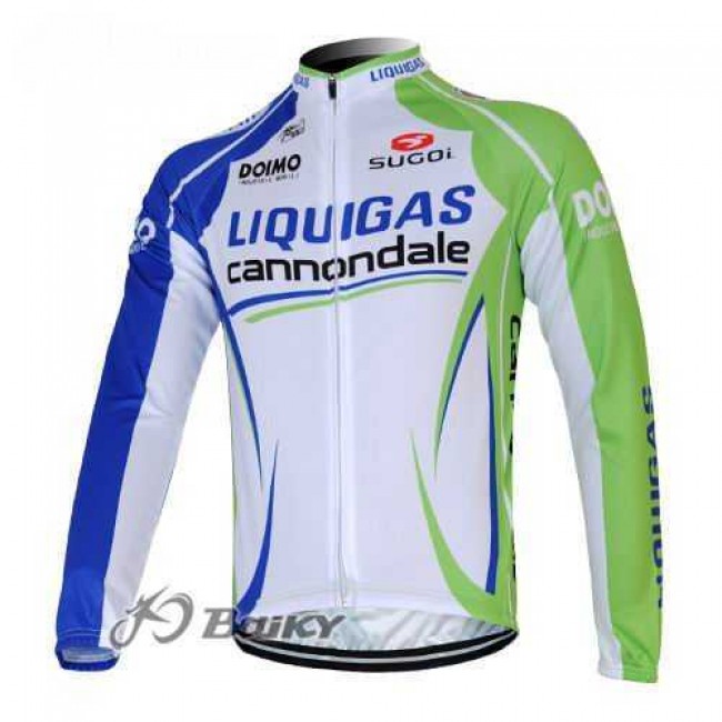 Liquigas Cannondale Pro Team Wielershirts Lange Mouwen Groen Wit Liquigas Cannondale Pro Team Wielershirts Lange Mouwen Groen Wit