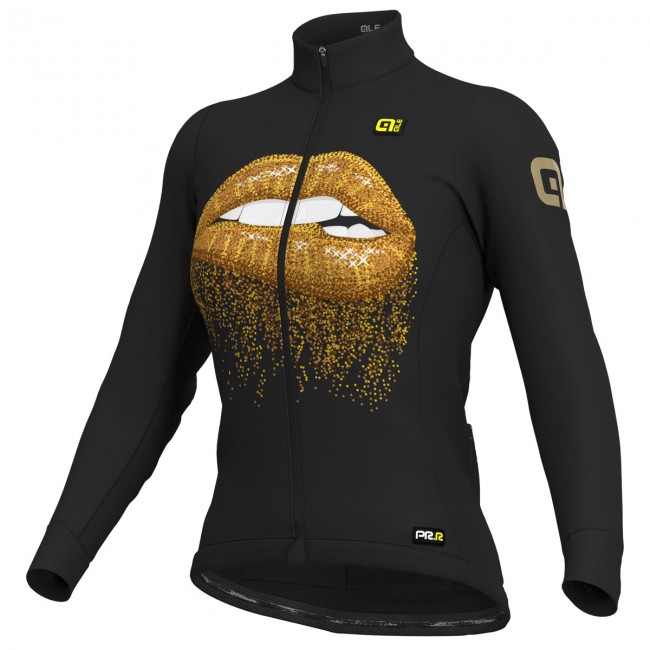 Dames Ale Graphics PRR Lips-Zwart Wielershirt Lange Mouw Dames Ale Graphics PRR Lips-Zwart Wielershirt Lange Mouw