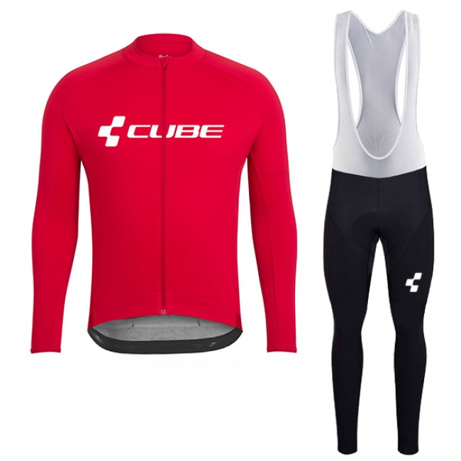 2018 Cube Rood Fietskleding Set Wielershirt Lange Mouw+Lange Fietsbroeken Bib 2018 Cube Rood Fietskleding Set Wielershirt Lange Mouw+Lange Fietsbroeken Bib