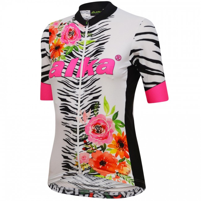 Alka Advanced Flower Dames Wit Wielershirt Korte Mouw Alka Advanced Flower Dames Wit Wielershirt Korte Mouw