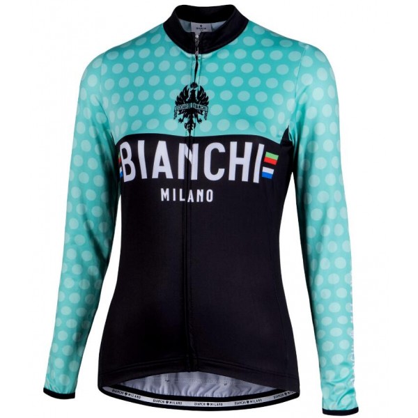 BIANCHI MILANO TERMENO Dames Zwart/Celeste Wielershirt Lange Mouw