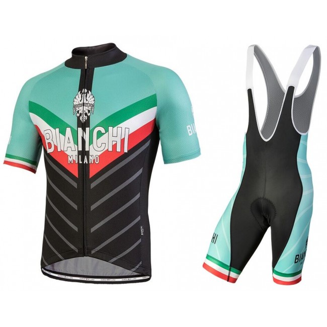 Bianchi Milano Tiera Blue Black Fietskleding Set Wielershirt Korte Mouwen+Korte Fietsbroeken Bib Bianchi Milano Tiera Blue Black Fietskleding Set Wielershirt Korte Mouwen+Korte Fietsbroeken Bib