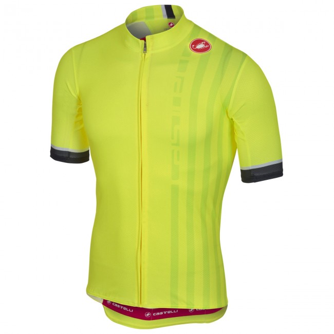 Castelli Podio Doppio Geel Fluo Wielershirt Korte Mouw Castelli Podio Doppio Geel Fluo Wielershirt Korte Mouw