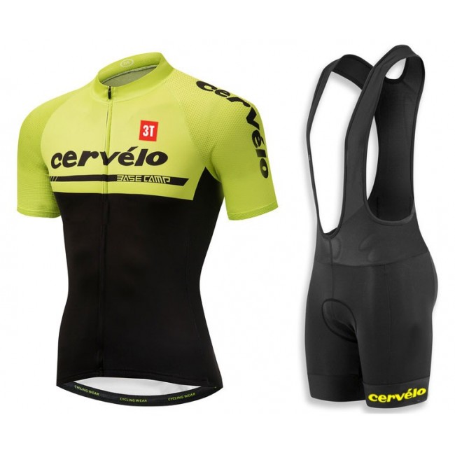 2018 Cervelo 3T Geel Fietskleding Set Wielershirt Korte Mouw+Korte Fietsbroeken Bib 2018 Cervelo 3T Geel Fietskleding Set Wielershirt Korte Mouw+Korte Fietsbroeken Bib