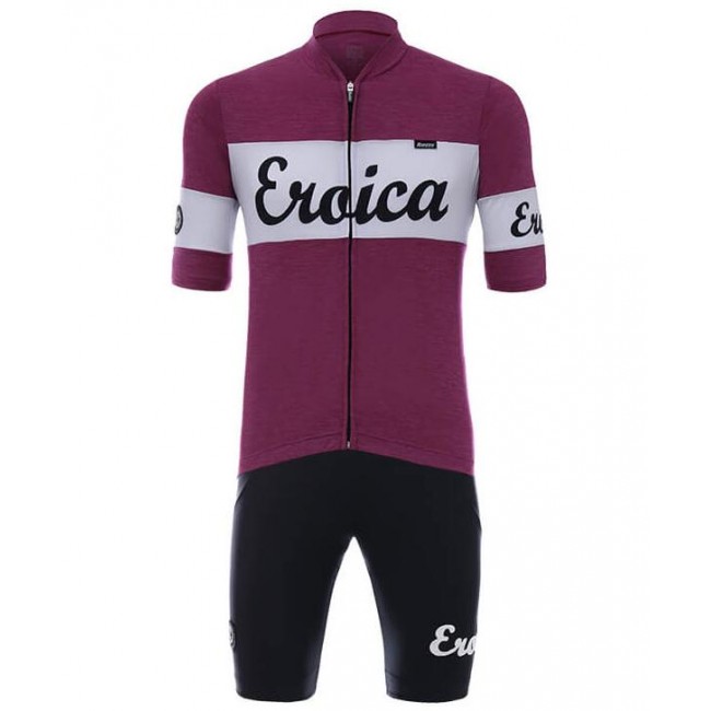 Santini Eroica Vino Fietskleding Set Wielershirt Korte Mouw+Korte Fietsbroeken Bib Santini Eroica Vino Fietskleding Set Wielershirt Korte Mouw+Korte Fietsbroeken Bib