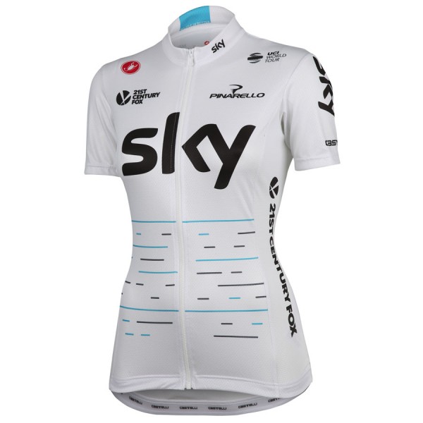 Team Sky Fan 2017 Dames Wielershirt Korte Mouw Wit