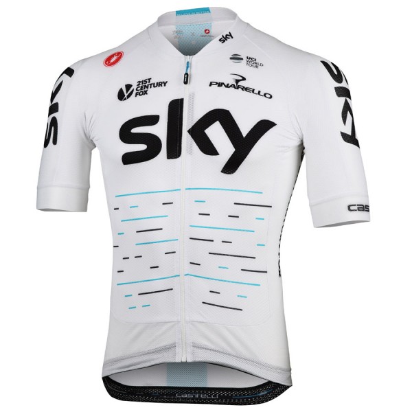 Team Sky 2017 Aero Race Wielershirt Korte Mouw Wit