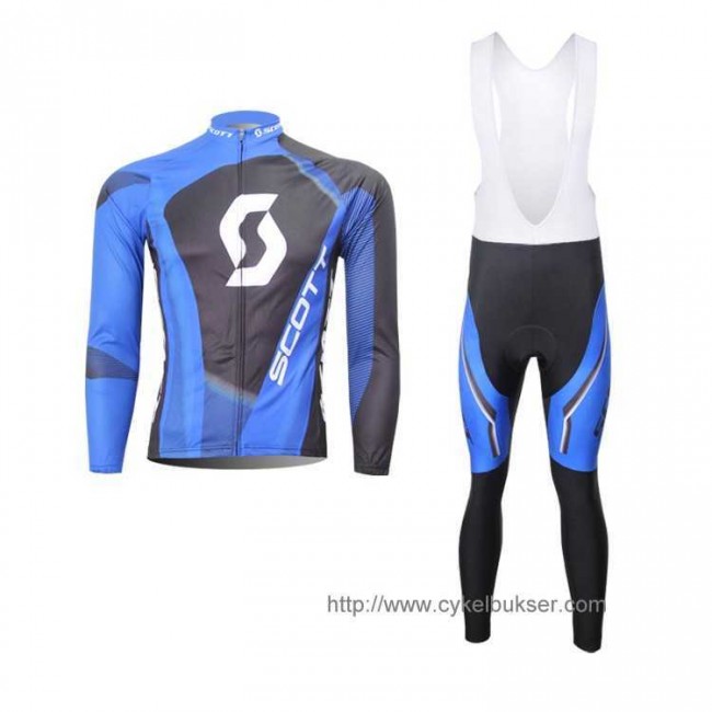 SCOTT RC Pro Wielerkleding Set Wielershirt Lange Mouw+Lange Fietsbroeken Bib Blauw SCOTT RC Pro Wielerkleding Set Wielershirt Lange Mouw+Lange Fietsbroeken Bib Blauw