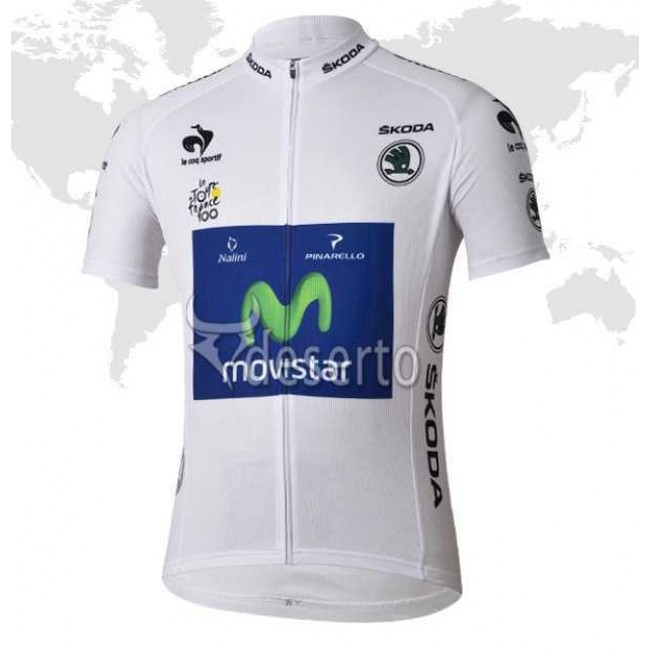 Movistar Tour De France Wielershirt Wit Wielershirt Met Korte Mouwen Movistar Tour De France Wielershirt Wit Wielershirt Met Korte Mouwen