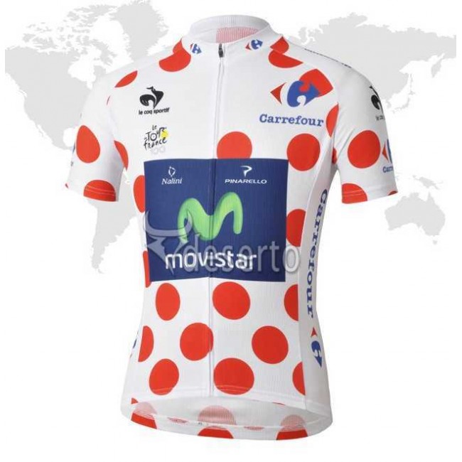 Movistar Tour De France Dot-Achtige Wielershirt Met Korte Mouwen Movistar Tour De France Dot-Achtige Wielershirt Met Korte Mouwen